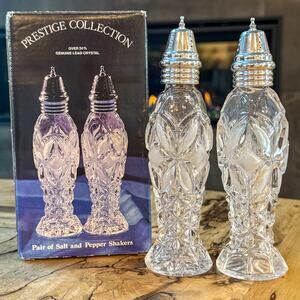 Vintage Over 24% Genuine Lead Crystal Made in Germany Tall Salt & Pepper Shakers